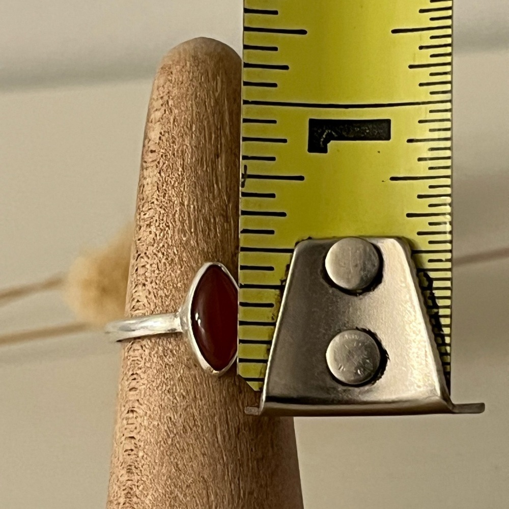Solid 925 Sterling Silver Carnelian Gemstone Ring Size 5.25 - Picture 6 of 9